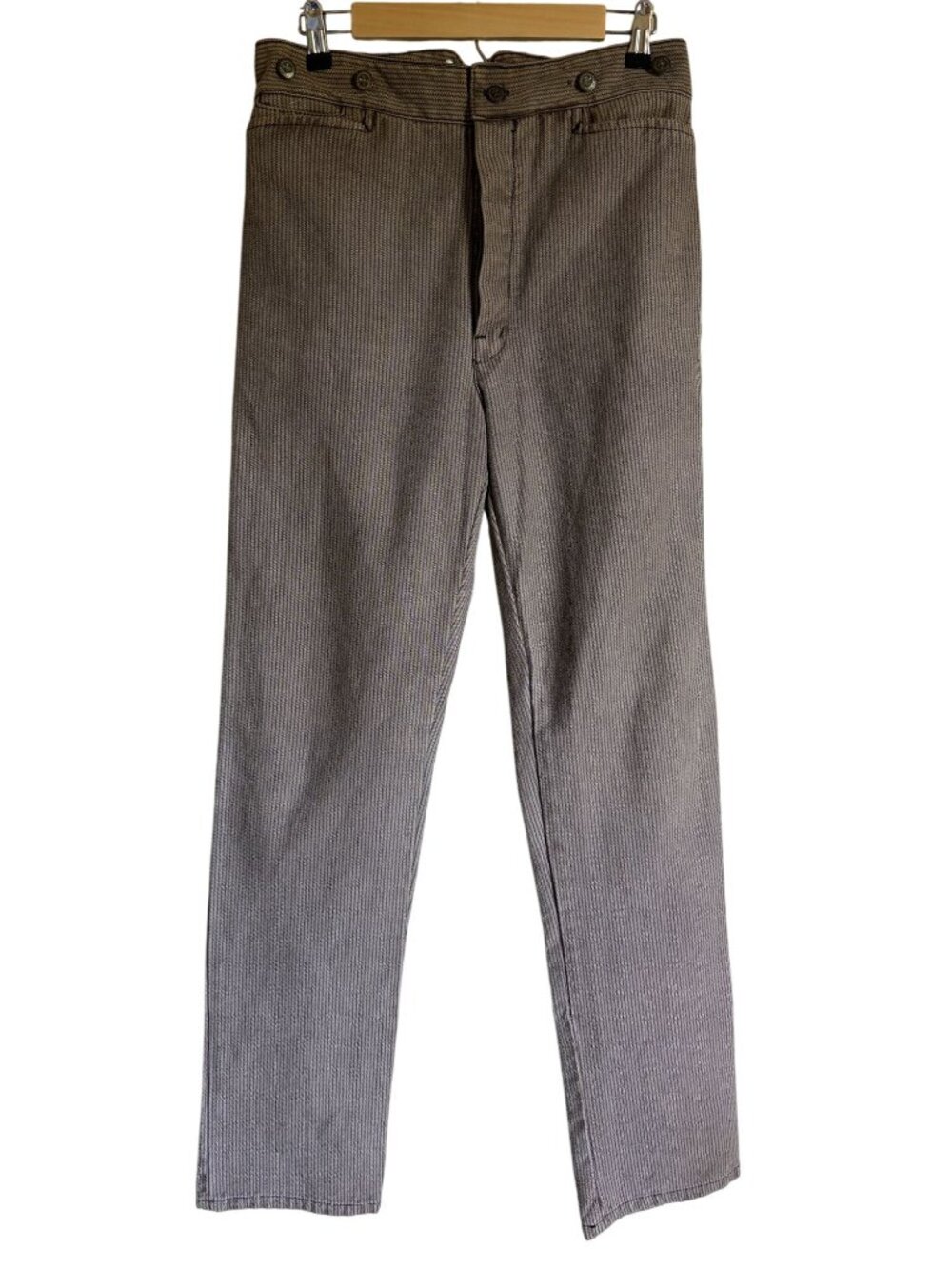 WAH Maker Frontier Clothing Brown Pinstripe Pants W32 Reinactment Vintage Made i